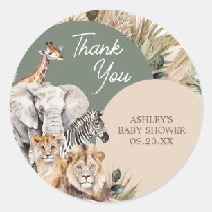 Sticker Rond Un Baby shower Safari Un Peu Sauvage