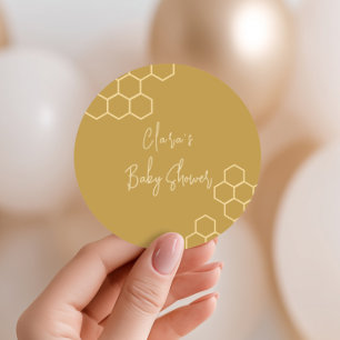 Sticker Rond Un Baby shower Un Peu Miel Minimal De Beige Doré