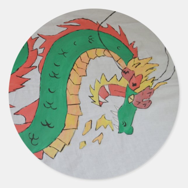 Sticker Rond Un bâton de dragon (Devant)