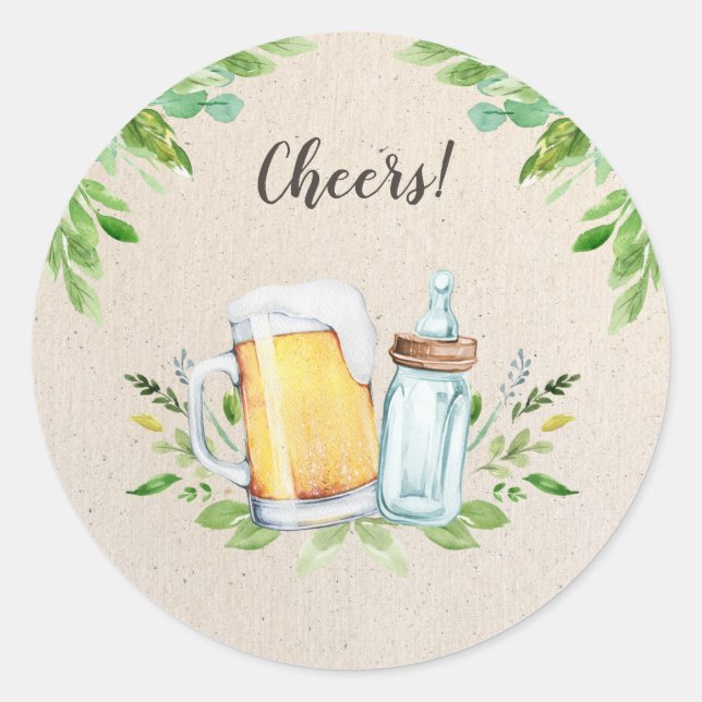 Sticker Rond Un bébé brasse des Baby showers Cheers Bouteilles (Devant)