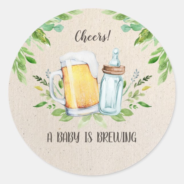 Sticker Rond Un bébé brasse des Baby showers Cheers Bouteilles (Devant)