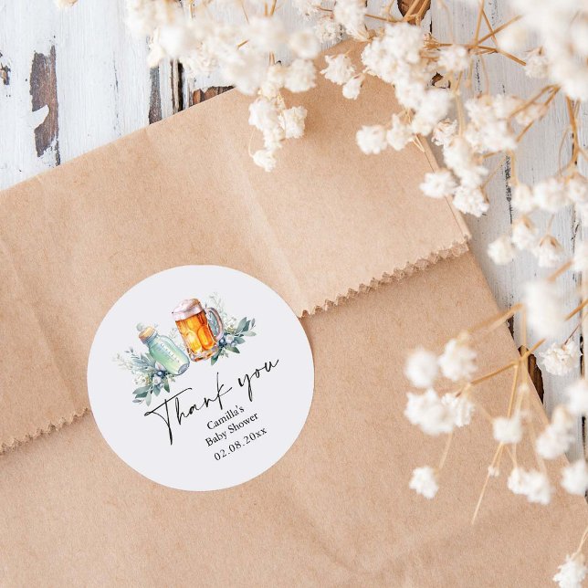 Sticker Rond Un bébé brasse du Merci de Baby shower (Créateur téléchargé)