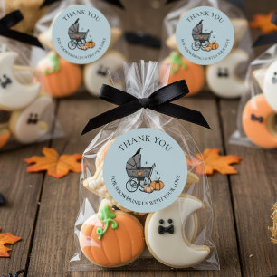 Sticker Rond Un bébé brasse du Merci de Baby shower d'automne