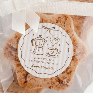 Sticker Rond Un Bébé brasse du Merci de café