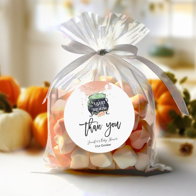 Sticker Rond un bébé brasse Halloween Baby shower Peach (Créateur téléchargé)