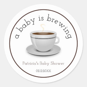 Sticker Rond Un bébé brasse le Baby shower de la fête du thé