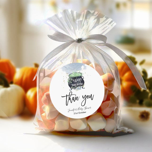 Sticker Rond un bébé brasse le Baby shower d'Halloween bleu (Créateur téléchargé)