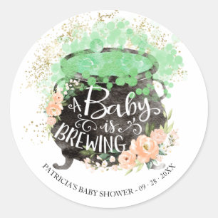 Sticker Rond Un bébé brasse le Baby shower d'Halloween classiqu