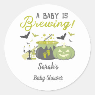 Sticker Rond Un bébé brasse un Baby shower d'Halloween