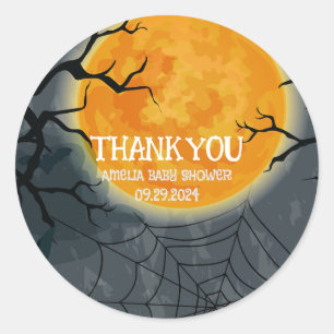 Sticker Rond Un bébé brasse un chaudron baby shower d'halloween