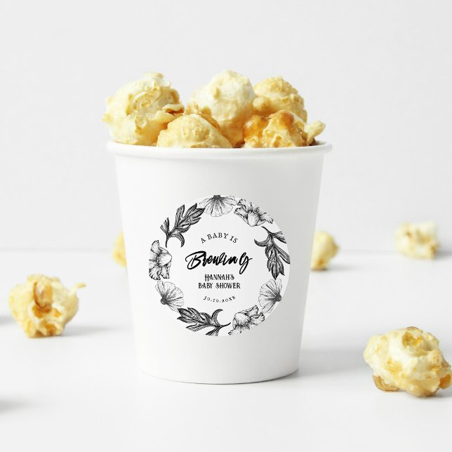 Sticker Rond Un bébé est en train de brasser des fleurs gothiqu (Créateur téléchargé)