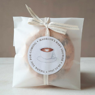 Sticker Rond Un bébé prépare un café - Thème de cadeau de douch