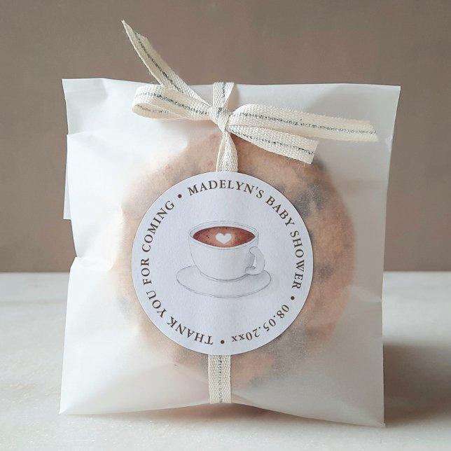 Sticker Rond Un bébé prépare un café - Thème de cadeau de douch (Créateur téléchargé)