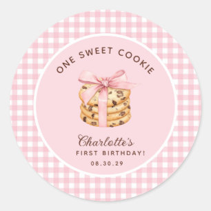 Sticker Rond Un biscuit intelligent Filles premier anniversaire