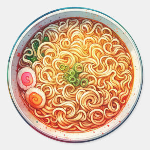 Sticker Rond Un bol de nouilles Ramen