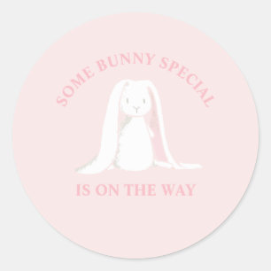 Sticker Rond Un Bunny Special est en route pour le Baby shower