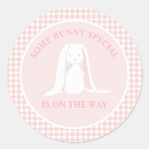 Sticker Rond Un Bunny Special est en route pour le Baby shower