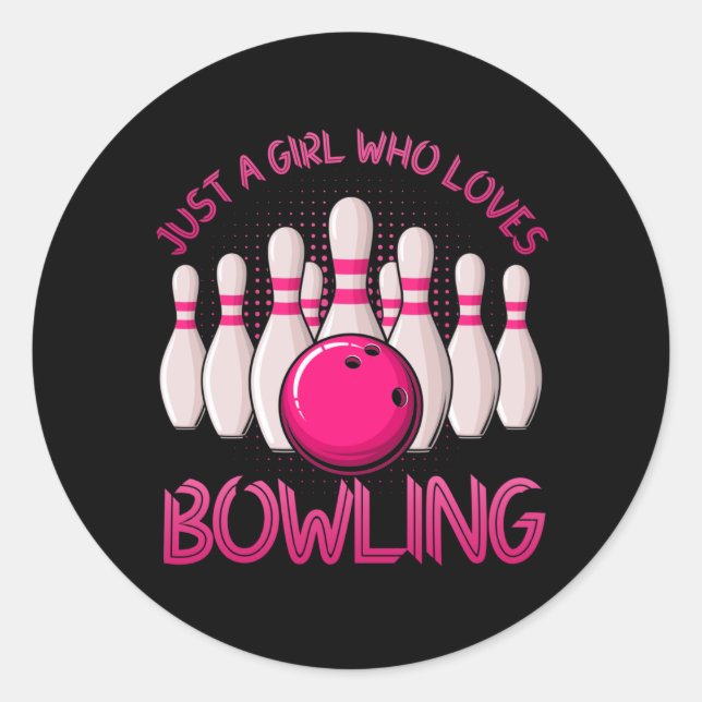Sticker Rond Un Cadeau De Bowling Pour Filles Femmes Bowling Je (Devant)