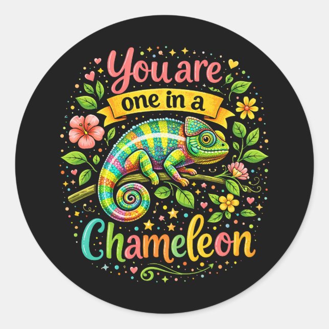 Sticker Rond Un caméléon unique (Devant)