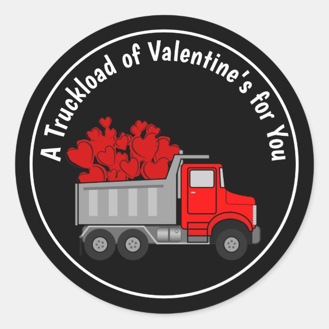 Sticker Rond Un camion de Saint-Valentin (Devant)