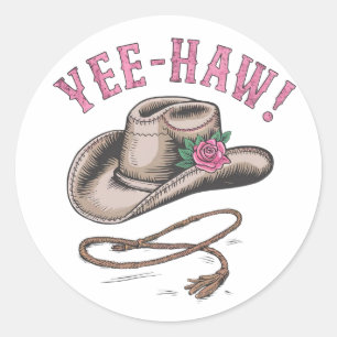 Sticker Rond Un casquette cowboy classique orné d'un unique ros