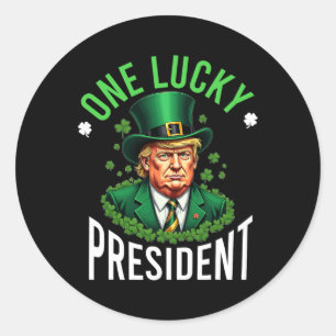 Sticker Rond Un Chanceux Président Donald Trump Funny Patricks