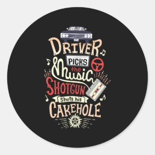 Sticker Rond Un Chauffeur Surnaturel Prend La Musique
