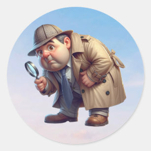 Sticker Rond Un chercheur privé à la recherche d'indices