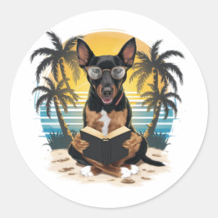 Sticker Rond Un chien d'attraction allemand portant des lunette