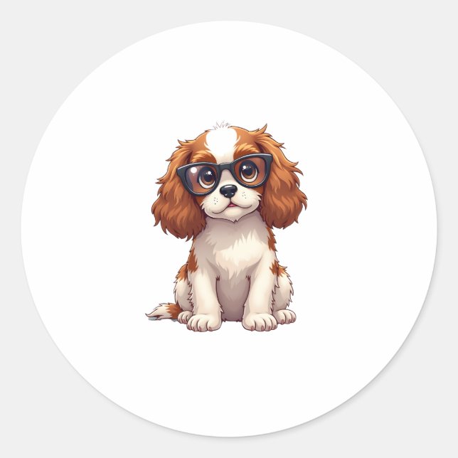Sticker Rond Un chien mignon King Charles Spaniel COPY (Devant)