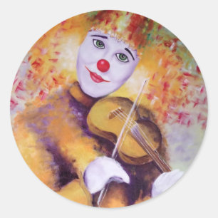 Sticker Rond Un clown doux jouant du violon