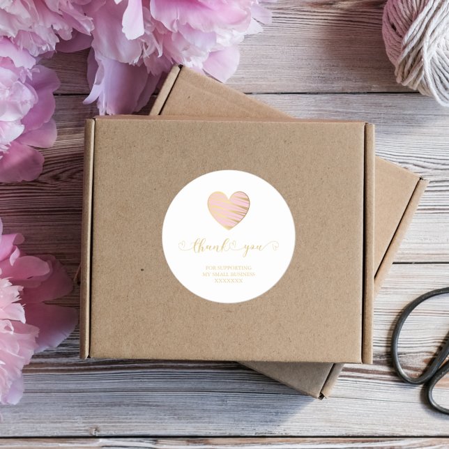 Sticker Rond Un coeur rose romantique grâce au soutien aux entr (Créateur téléchargé)