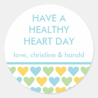 Sticker Rond Un coeur sain bleu Valentine's day message personn