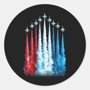 Sticker Rond Un Combat Jette Le Drapeau Américain Pour 4 juille