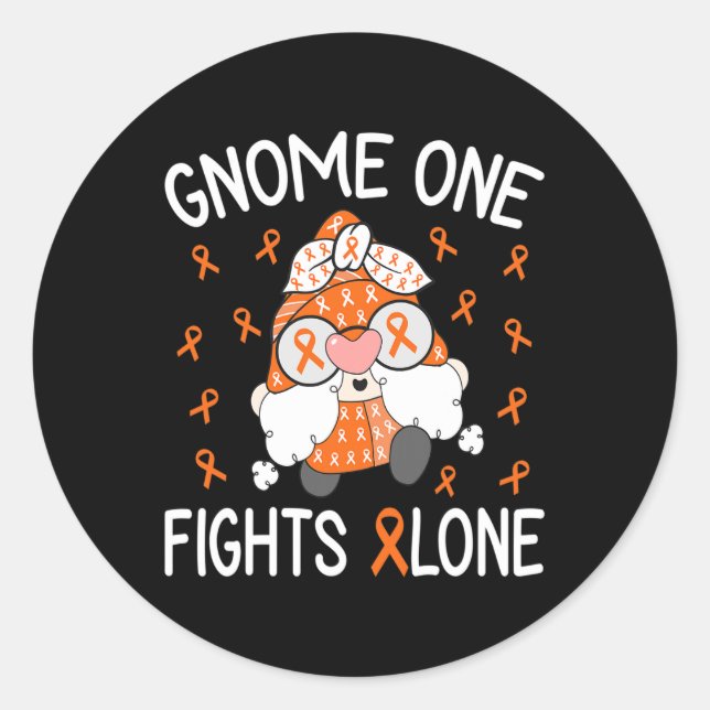 Sticker Rond Un combat seul Leucémie Sensibilisation Gnome Pun  (Devant)