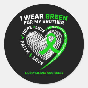 Sticker Rond Un combattant donne Frère Green Kidney