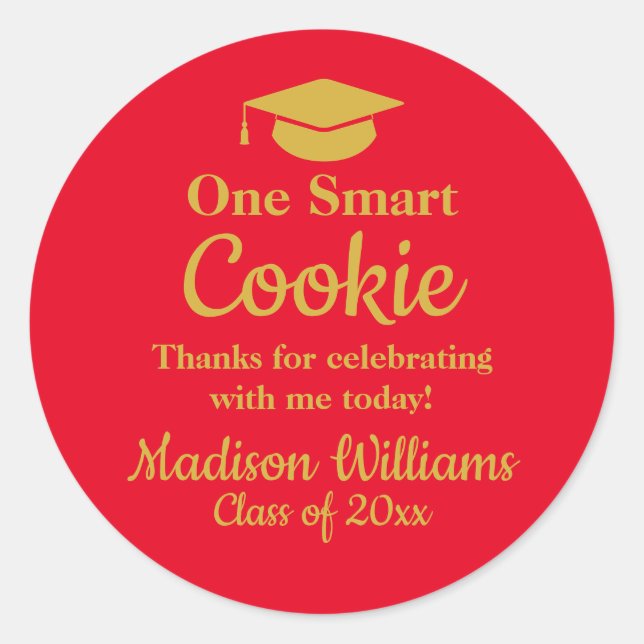 Sticker Rond Un cookie intelligent de remise des diplômes à emp (Devant)