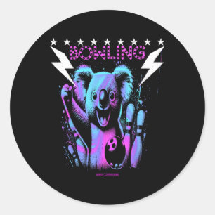Sticker Rond Un Cool Koala Bear Bowke Avec Frappe De Foudre