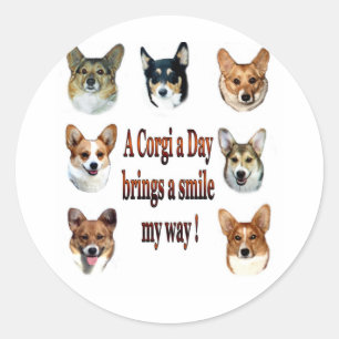 Sticker Rond Un Corgi par jour apporte un sourire 7