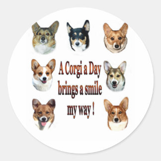 Sticker Rond Un Corgi par jour apporte un sourire 7