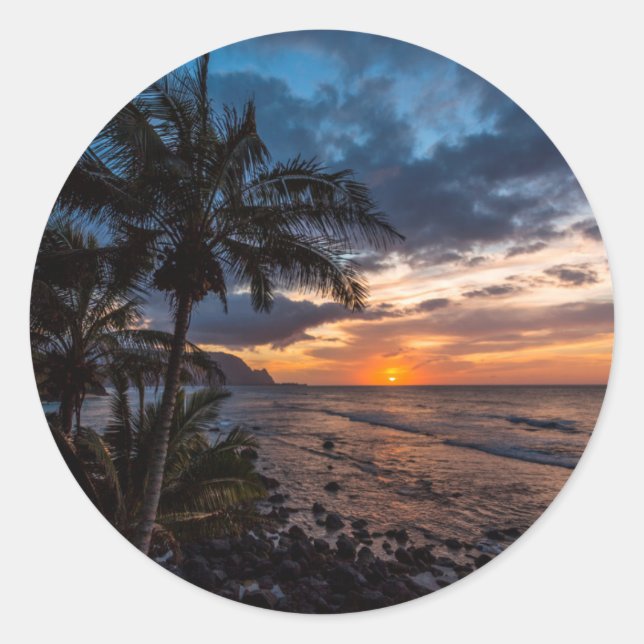 Sticker Rond Un coucher de soleil magnifique (Devant)