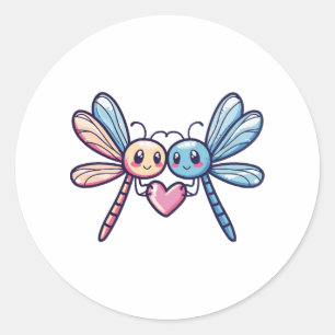 Sticker Rond Un couple de libellules amoureux de l'animal Saint