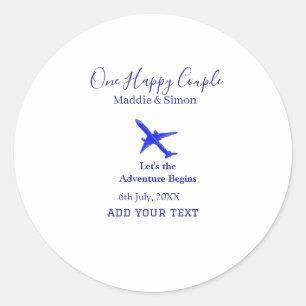 Sticker Rond Un couple heureux, l'aventure du mariage commence 