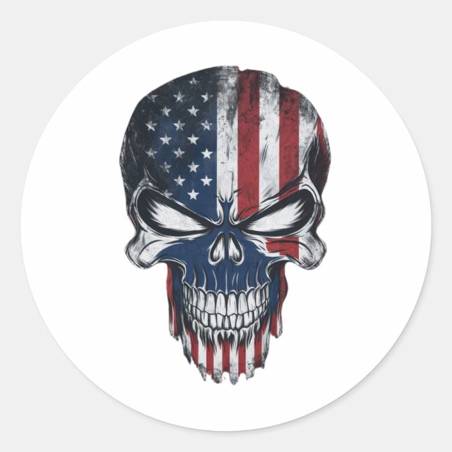 Sticker Rond un crâne patriotique (Devant)