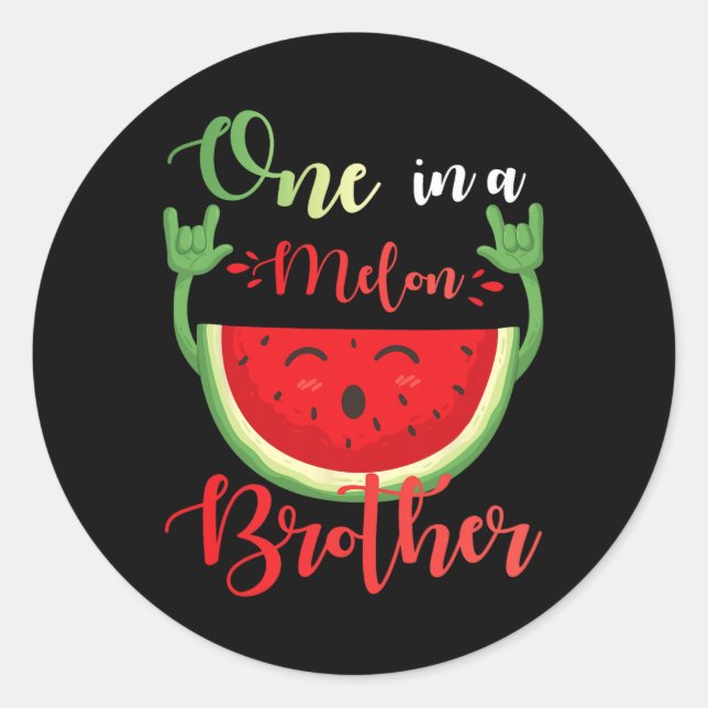 Sticker Rond Un Dans Un Frère Melon Drôle Anniversaire Correspo (Devant)
