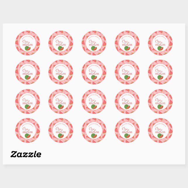 Sticker Rond Un dans un melon 1er Birthday Watermelon (Feuille)