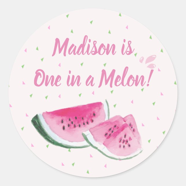 Sticker Rond Un Dans Un Melon Cute Watermelon Premier Anniversa (Devant)