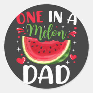 Sticker Rond Un dans un Melon Papa B-Day Party