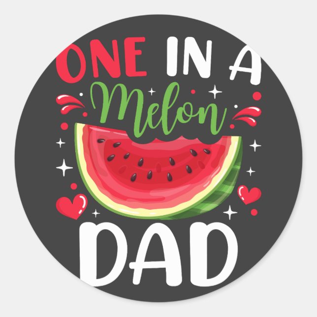 Sticker Rond Un dans un Melon Papa B-Day Party (Devant)