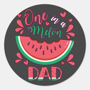 Sticker Rond Un dans un Melon Papa B-Day Party